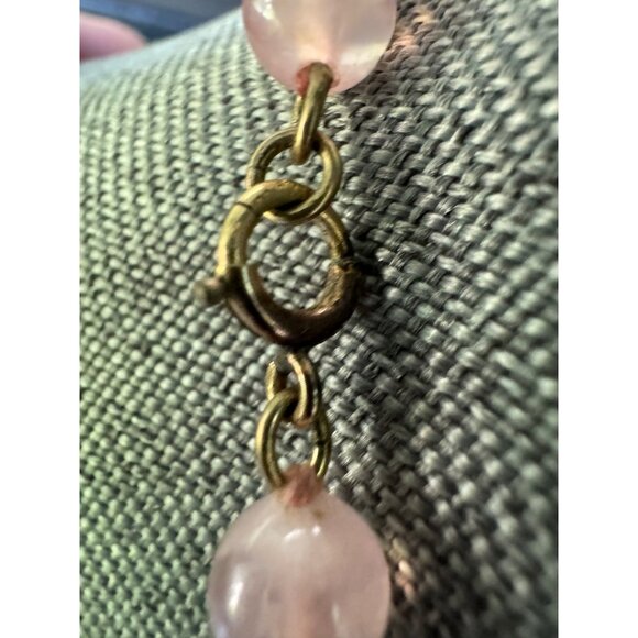 Vintage Gold Filled Rose Quartz Graduated Beaded Necklace - Picture 4 of 5